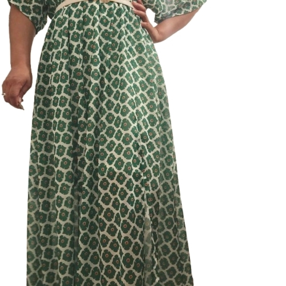 Maxi Dress Floral Patern Elastic Waist Size M - Picture 7 of 8